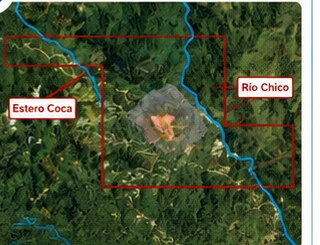 Mapa de recursos hídricos de la concesión Bella Gala