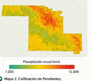 Mapa de precipitación anual de la concesión Bella Gala