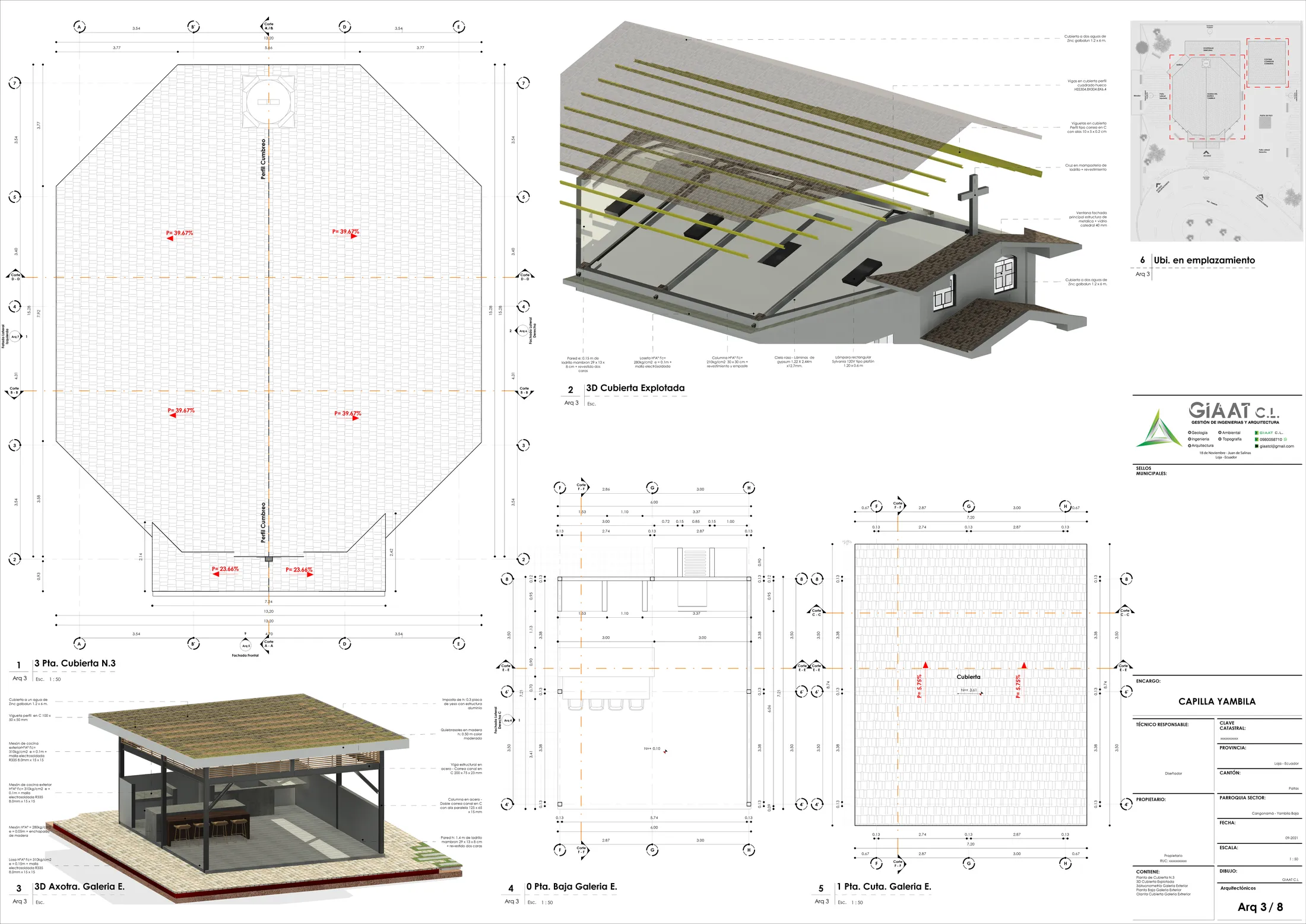 Planta arquitectónica de cubierta
