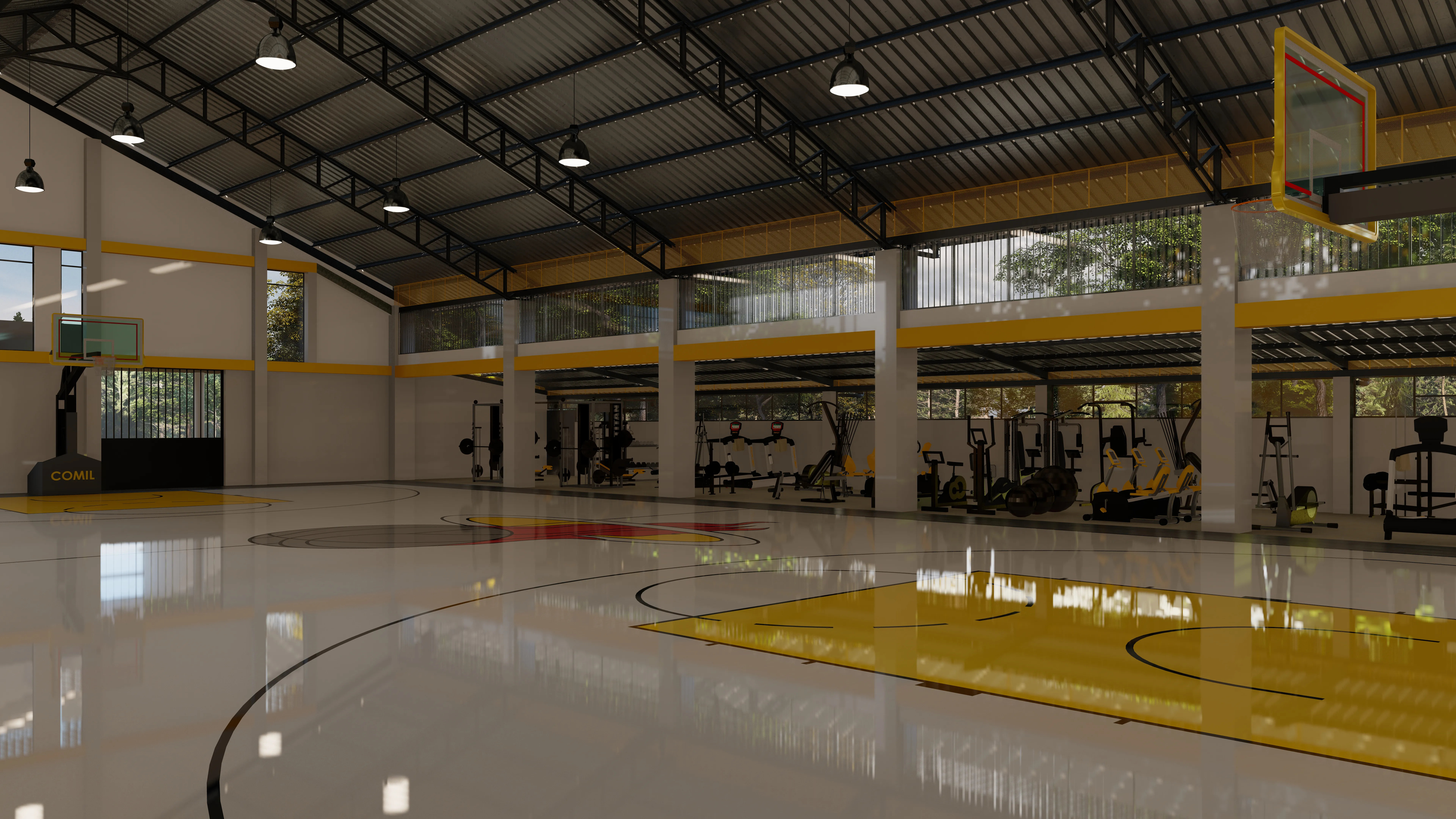 Interior de la cancha remodelada