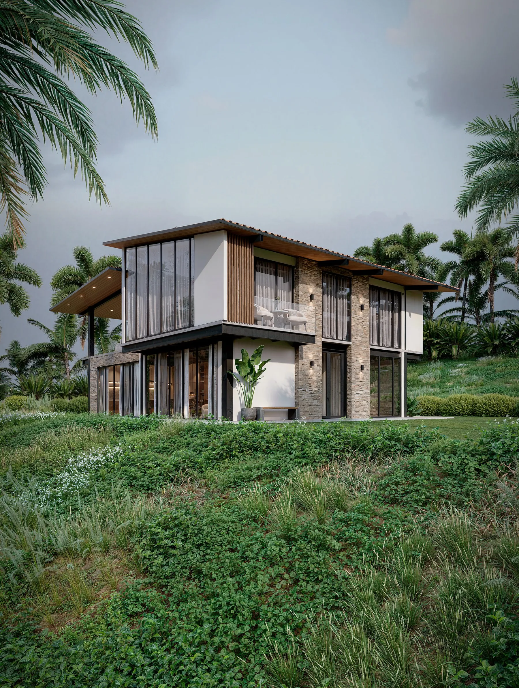 Render exterior de Casa Marea Azul