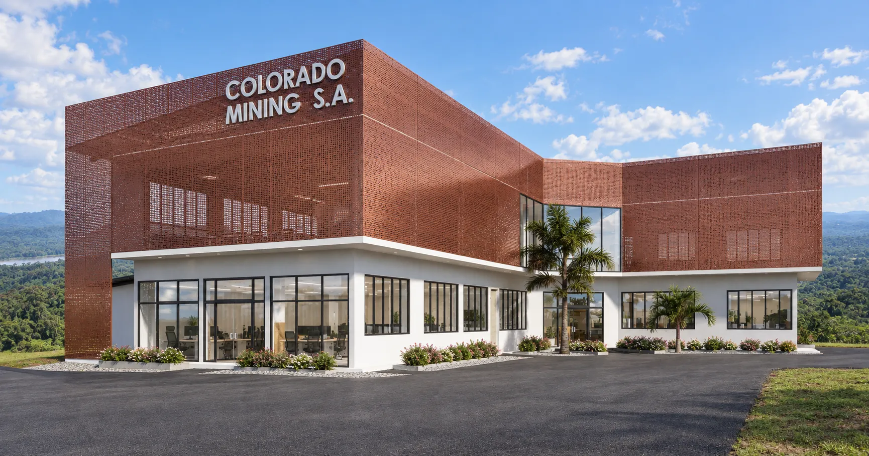 Vista exterior del edificio, render 1