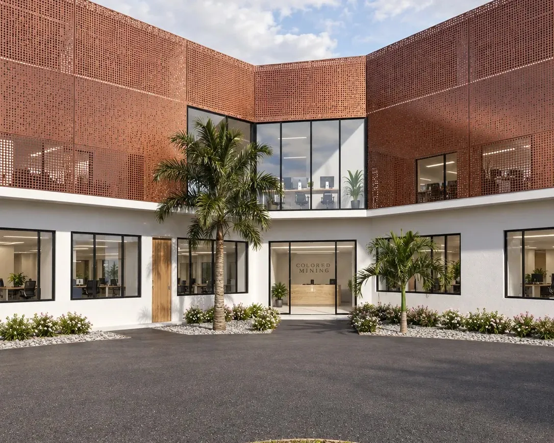Vista exterior del edificio, render 2