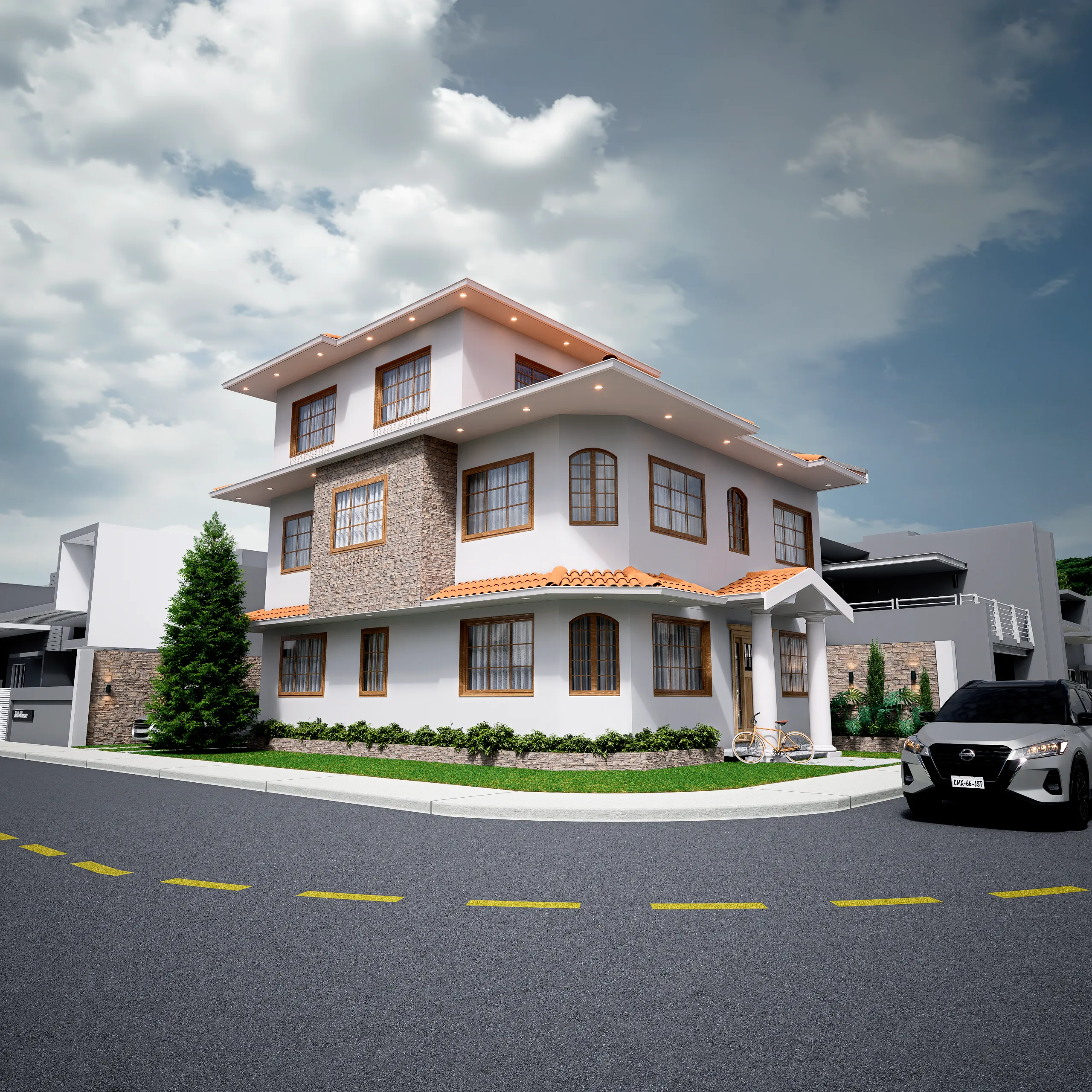 Render exterior de Residencia 75