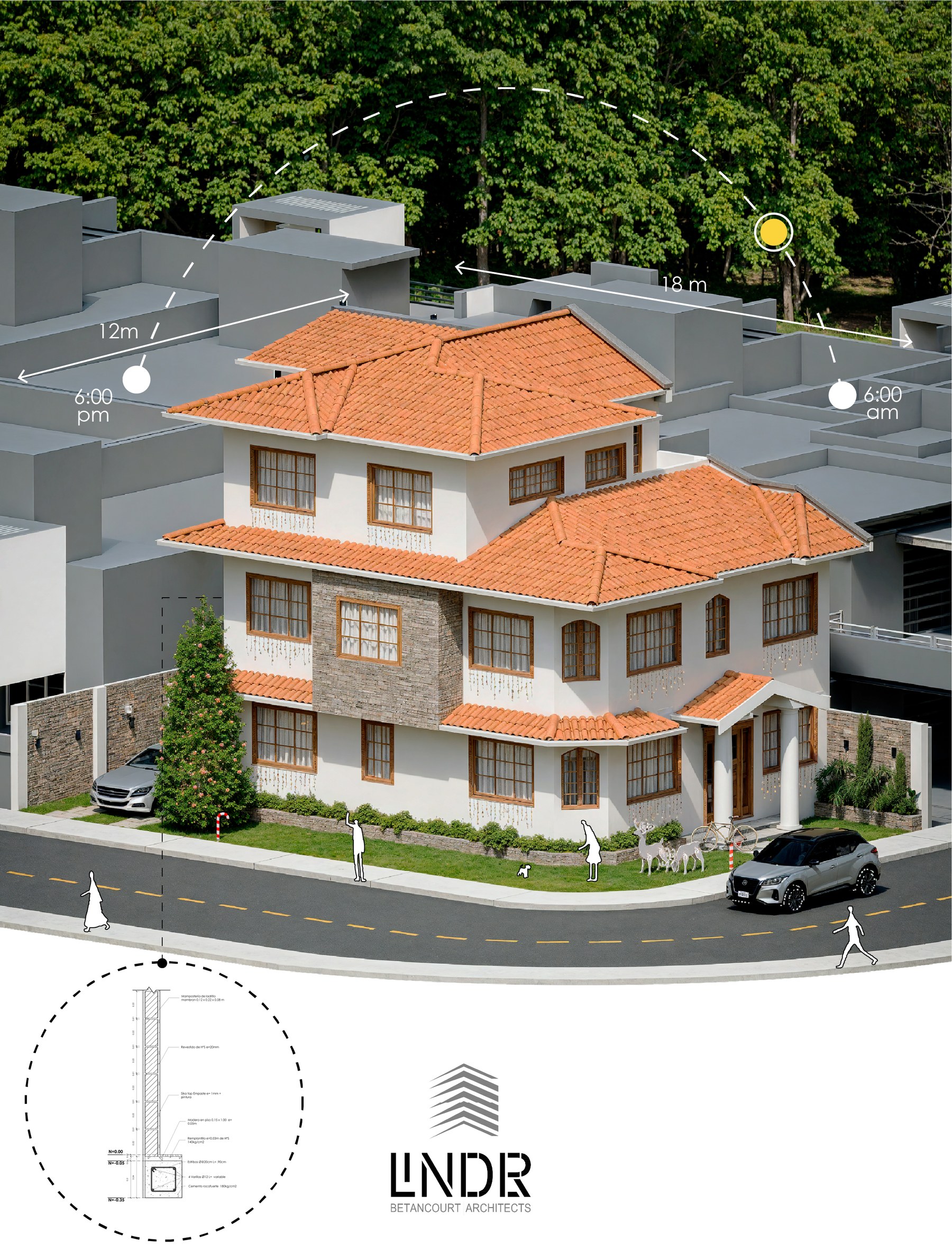 Vista axonométrica de Residencia 75