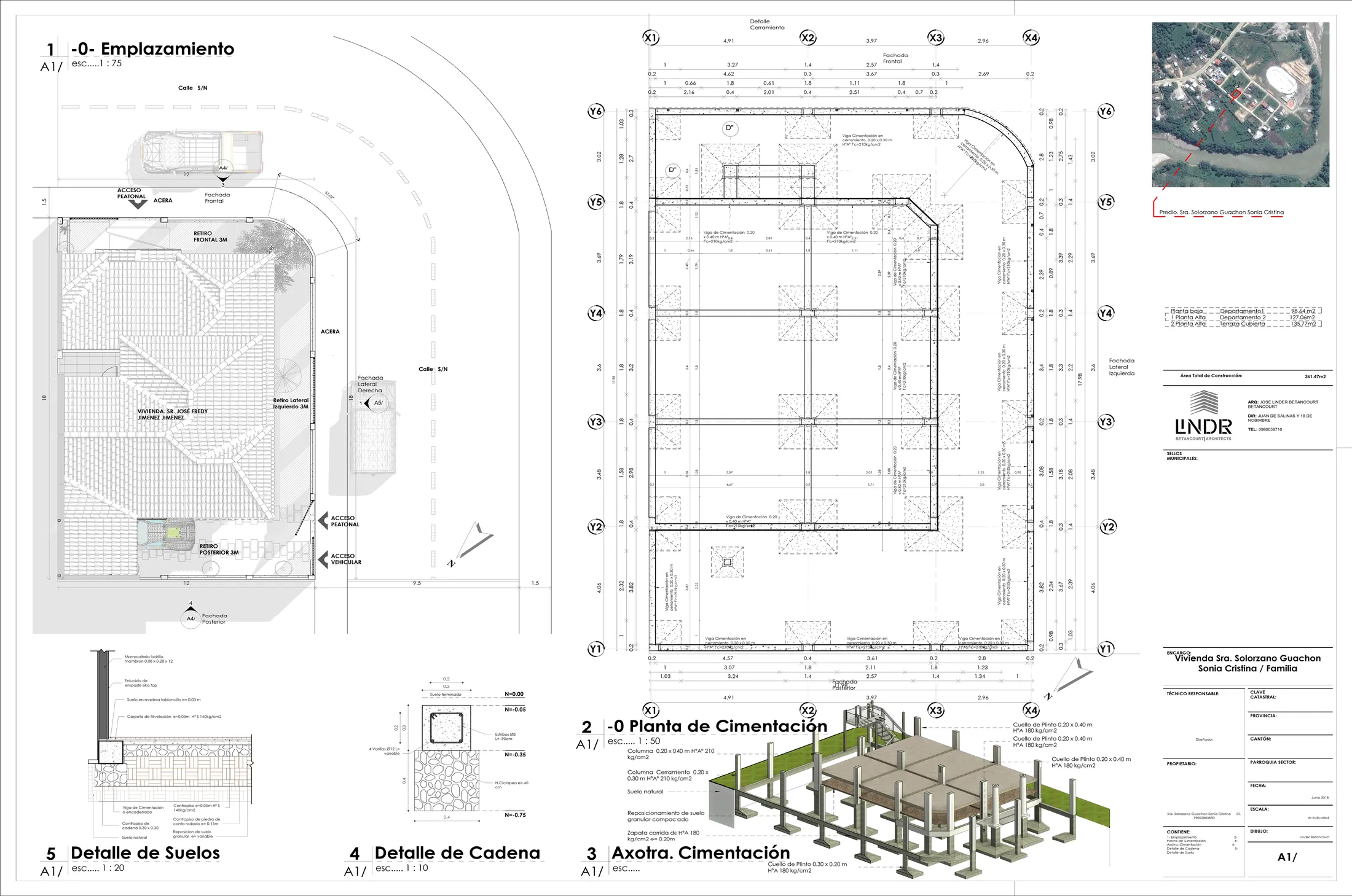 Implantación y cerramientos de Residencia 75