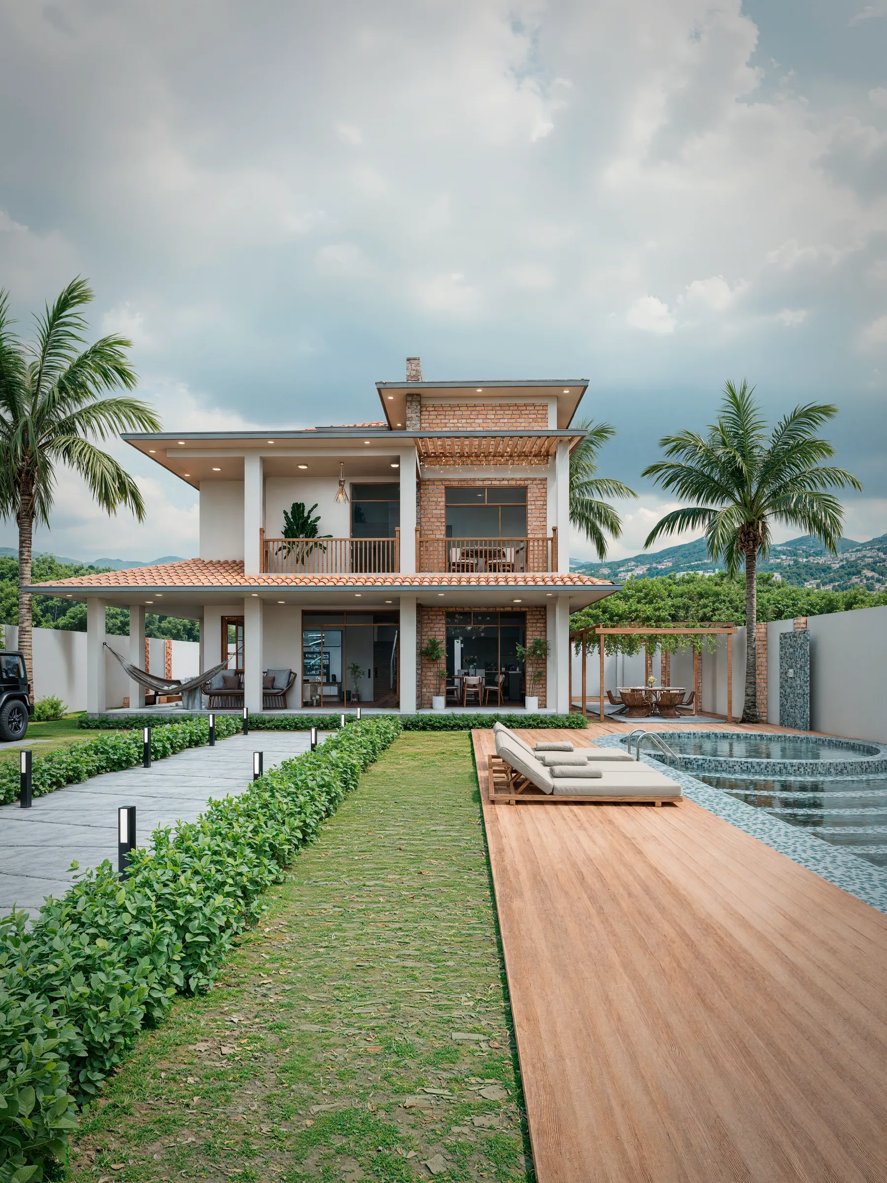 Vista exterior del jardín delantero