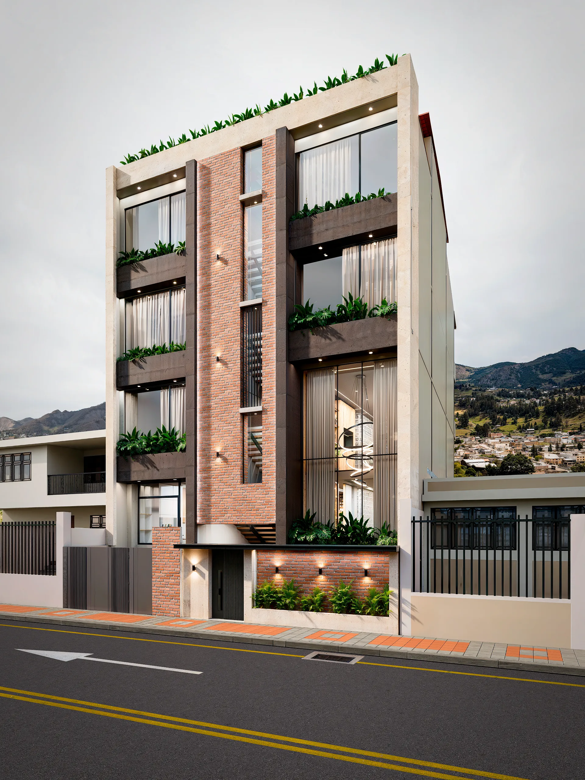 Esquina del edificio vista desde la calle