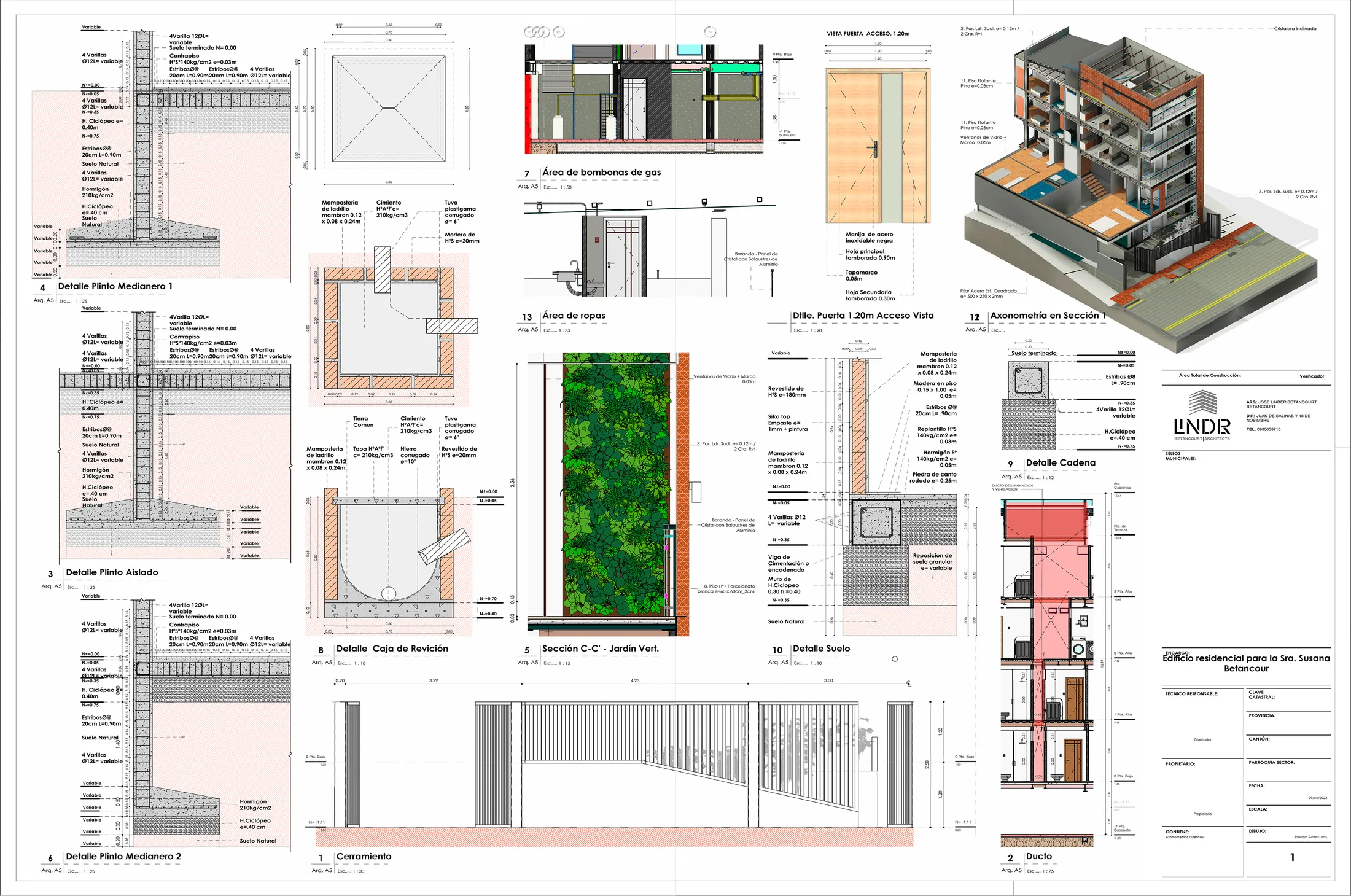 Detalle constructivo y cuadro de datos