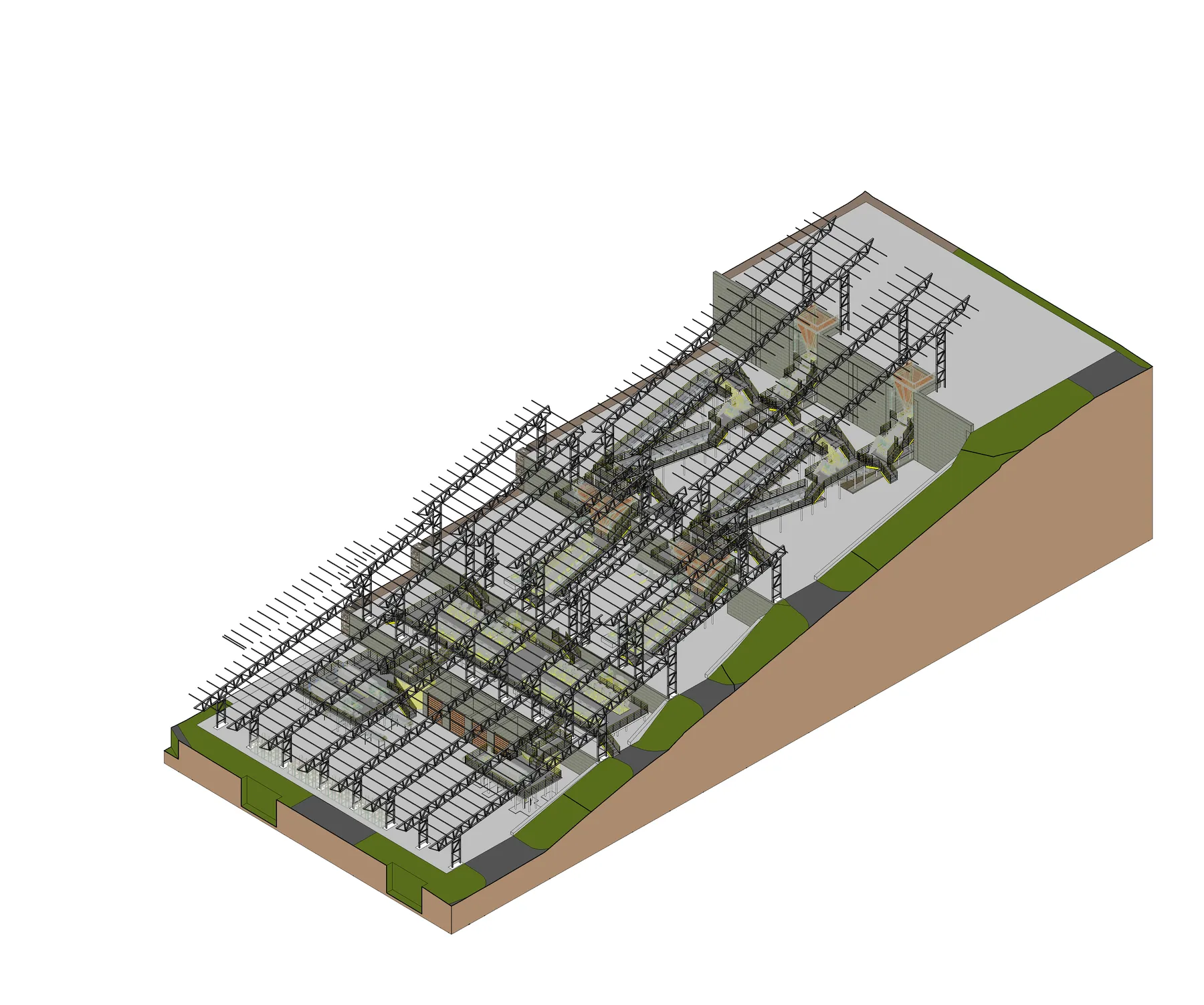 Corte de terreno con estructura de la planta